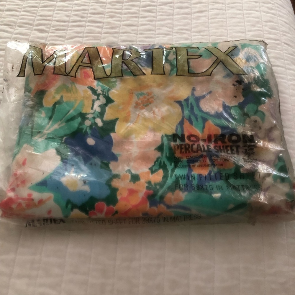 Martex Floral Percale Sheet Twin Fitted New 70’s Vintage